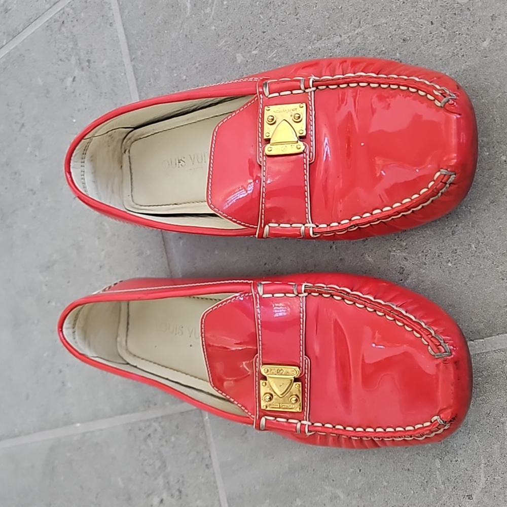 Louis Vuitton Fuchsia Pink Cream Patent Leather Lombok Loafer